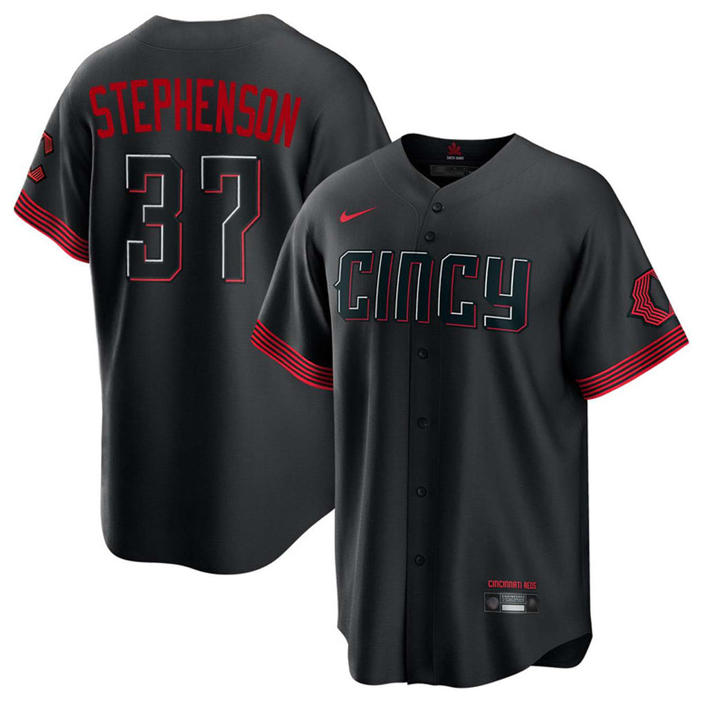 Punc C.Reds #37 Tyler Stephenson Player Black City Connect Home Game Stitched Jerseys