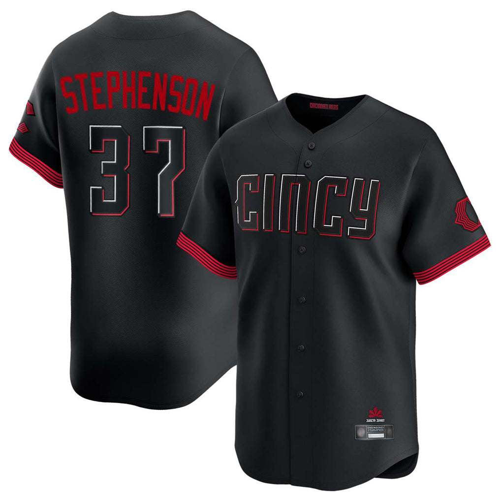 Punc C.Reds #37 Tyler Stephenson Player Black City Connect Home Limited Stitched Jerseys