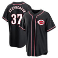 Punc C.Reds #37 Tyler Stephenson Player Black Fashion Out Home Game Stitched Jerseys