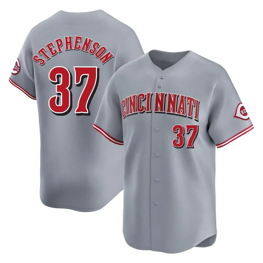 Punc C.Reds #37 Tyler Stephenson Player Gray Home Limited Stitched Jerseys