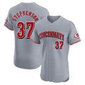 Punc C.Reds #37 Tyler Stephenson Player Gray Limited Elite Home Stitched Jerseys