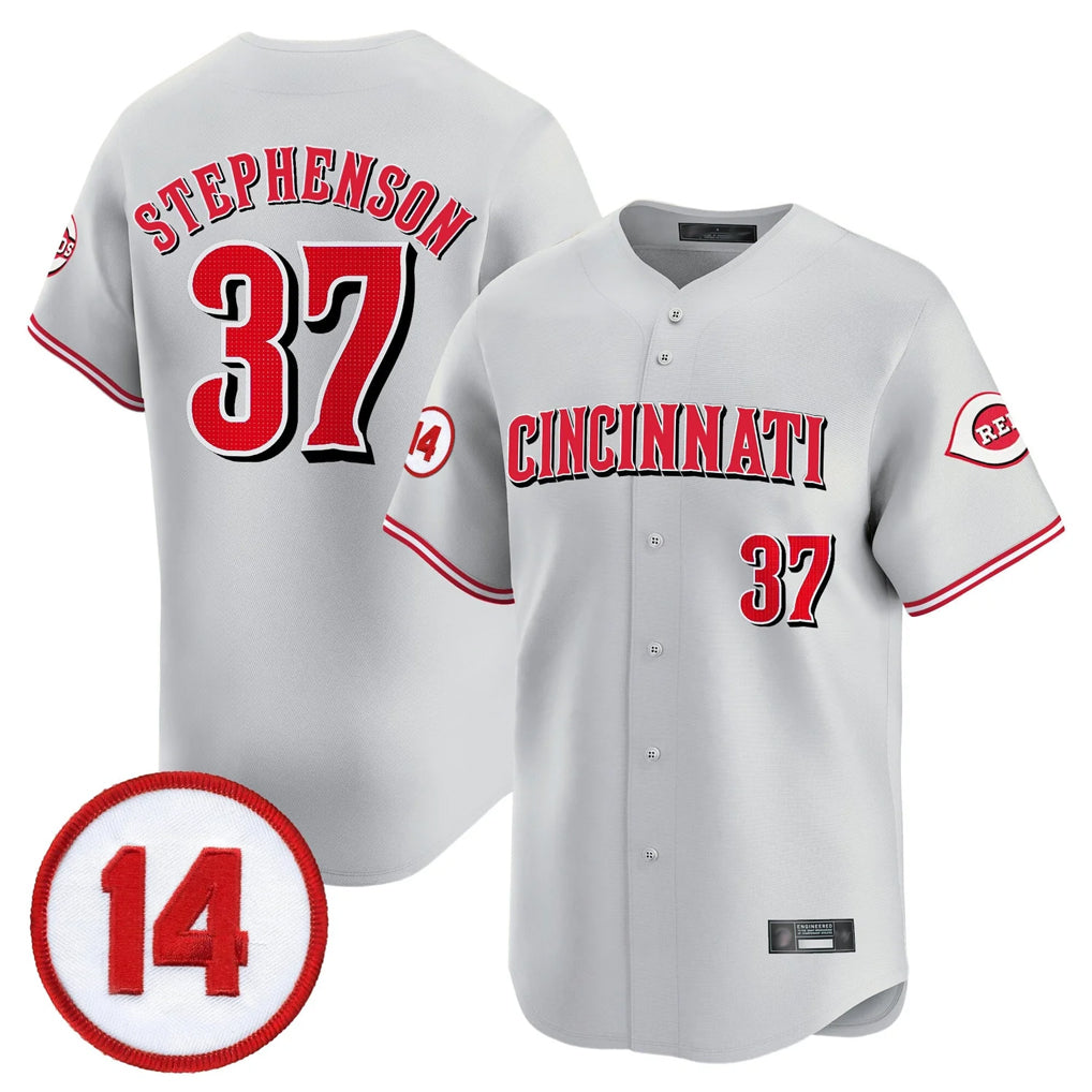 Punc C.Reds #37 Tyler Stephenson Player Gray Vapor Premier Limited Home Stitched Jerseys