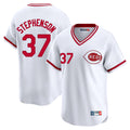 Punc C.Reds #37 Tyler Stephenson Player White Cooperstown Collection Limited T-shirt Home Stitched Jerseys