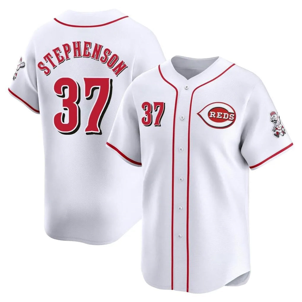 Punc C.Reds #37 Tyler Stephenson Player White Home Limited Stitched Jerseys