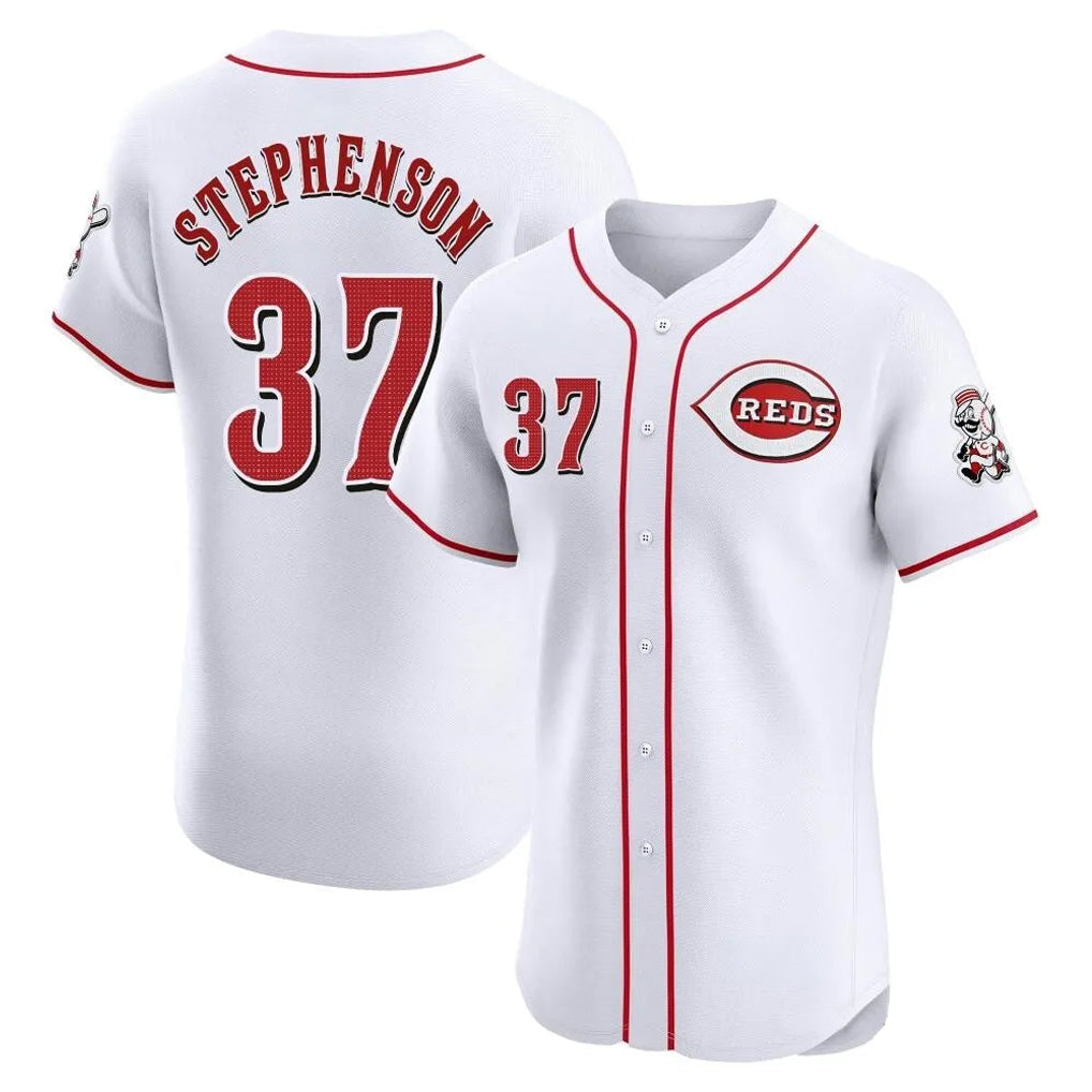 Punc C.Reds #37 Tyler Stephenson Player White Limited Elite Home Stitched Jerseys