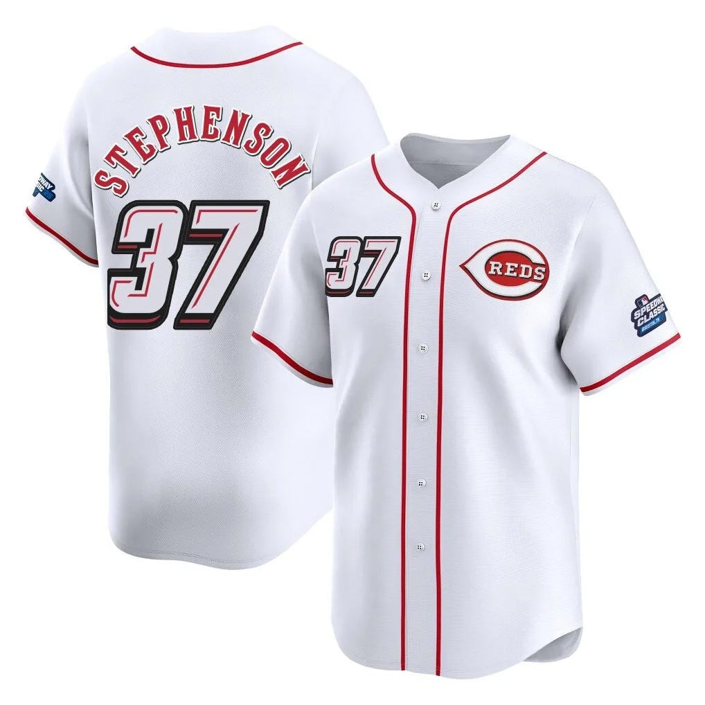 Punc C.Reds #37 Tyler Stephenson Player White Speedway Classic Home Limited Stitched Jerseys
