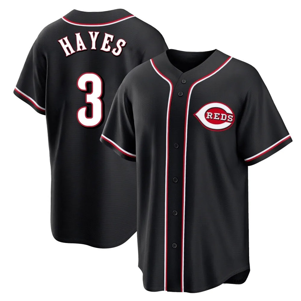 Punc C.Reds #3 Ke'Bryan Hayes Player Black Fashion Out Home Game Stitched Jerseys