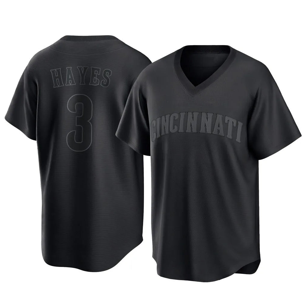 Punc C.Reds #3 Ke'Bryan Hayes Player Black T-shirt Game Home Stitched Jerseys