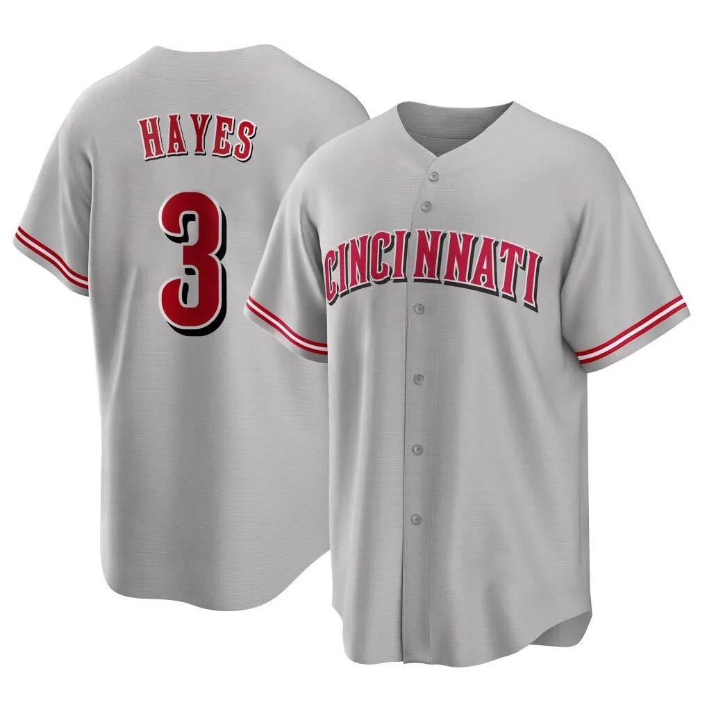 Punc C.Reds #3 Ke'Bryan Hayes Player Gray Home Game Stitched Jerseys
