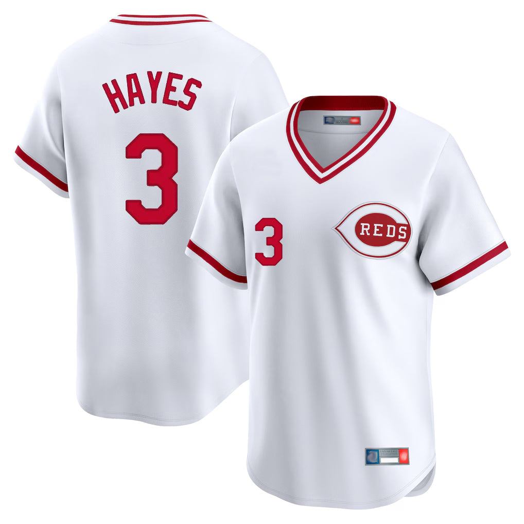 Punc C.Reds #3 Ke'Bryan Hayes Player White Cooperstown Collection Limited T-shirt Home Stitched Jerseys