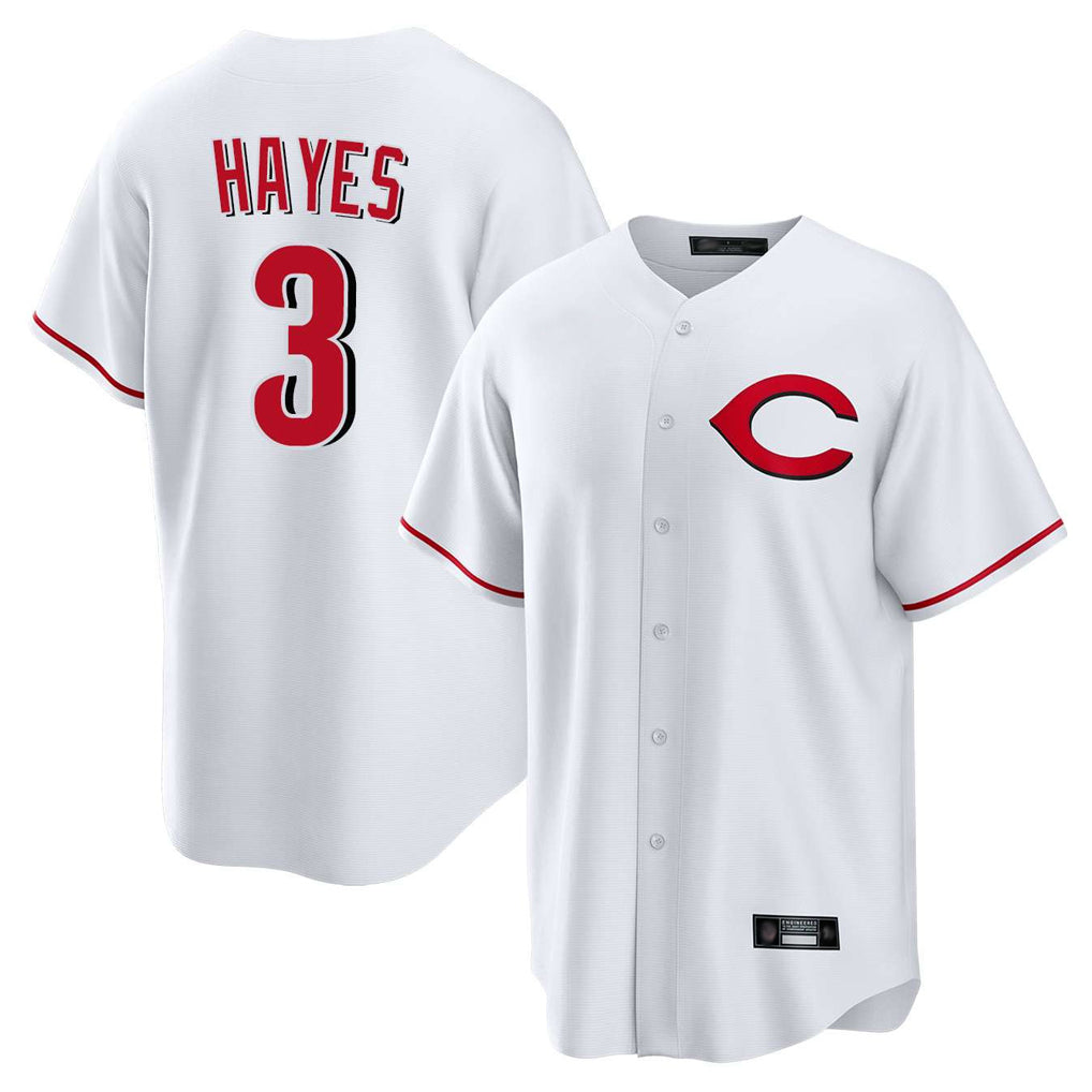 Punc C.Reds #3 Ke'Bryan Hayes Player White Home Game Stitched Jerseys