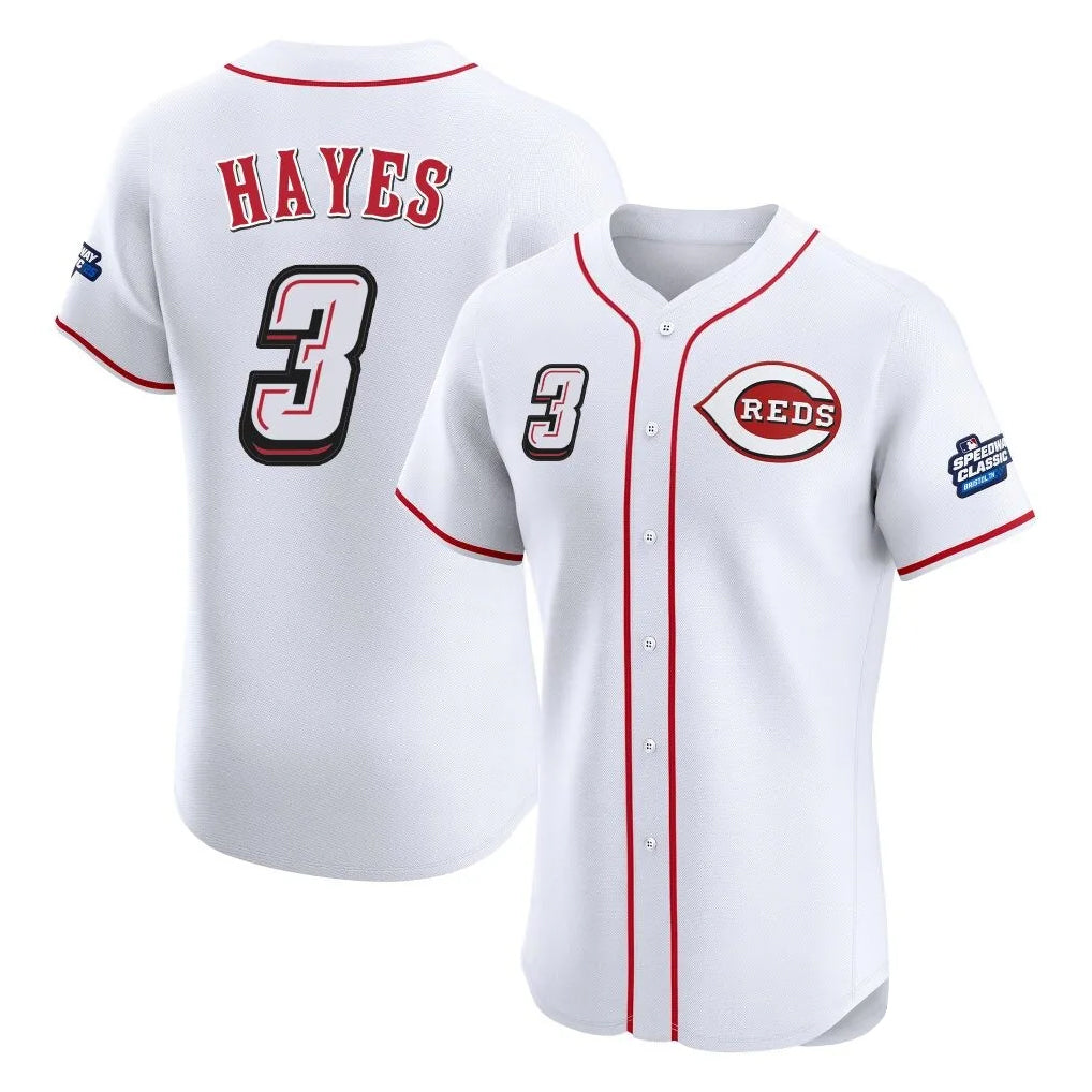 Punc C.Reds #3 Ke'Bryan Hayes Player White Speedway Classic Limited Elite Home Stitched Jerseys