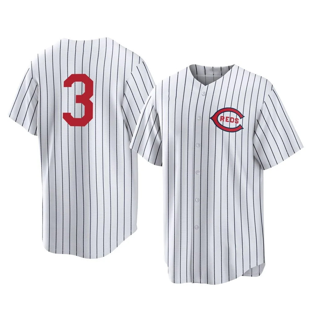 Punc C.Reds #3 Ke'Bryan Hayes Player White Stripe Field of Dreams Game Home Stitched Jerseys