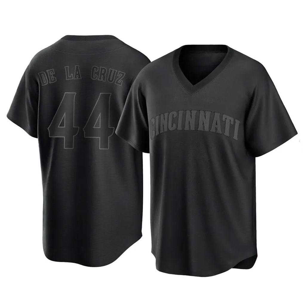 Punc C.Reds #44 Elly De La Cruz Player Black T-shirt Game Home Stitched Jerseys
