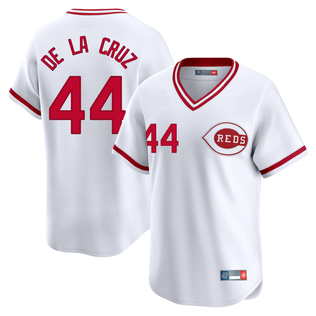Punc C.Reds #44 Elly De La Cruz Player White Cooperstown Collection Limited Stitched Jerseys