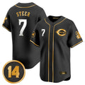 Punc C.Reds #7 Spencer Steer Player Black-Gold Vapor Premier Limited Home Stitched Jerseys
