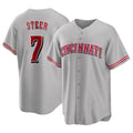 Punc C.Reds #7 Spencer Steer Player Gray Home Game Stitched Jerseys