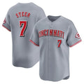 Punc C.Reds #7 Spencer Steer Player Gray Home Limited Stitched Jerseys