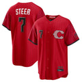 Punc C.Reds #7 Spencer Steer Player Red 2026 City Connect Home Game Stitched Jerseys