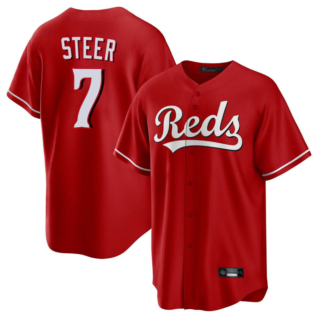Punc C.Reds #7 Spencer Steer Player Red Home Game Stitched Jerseys