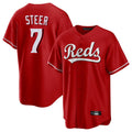 Punc C.Reds #7 Spencer Steer Player Red Home Game Stitched Jerseys