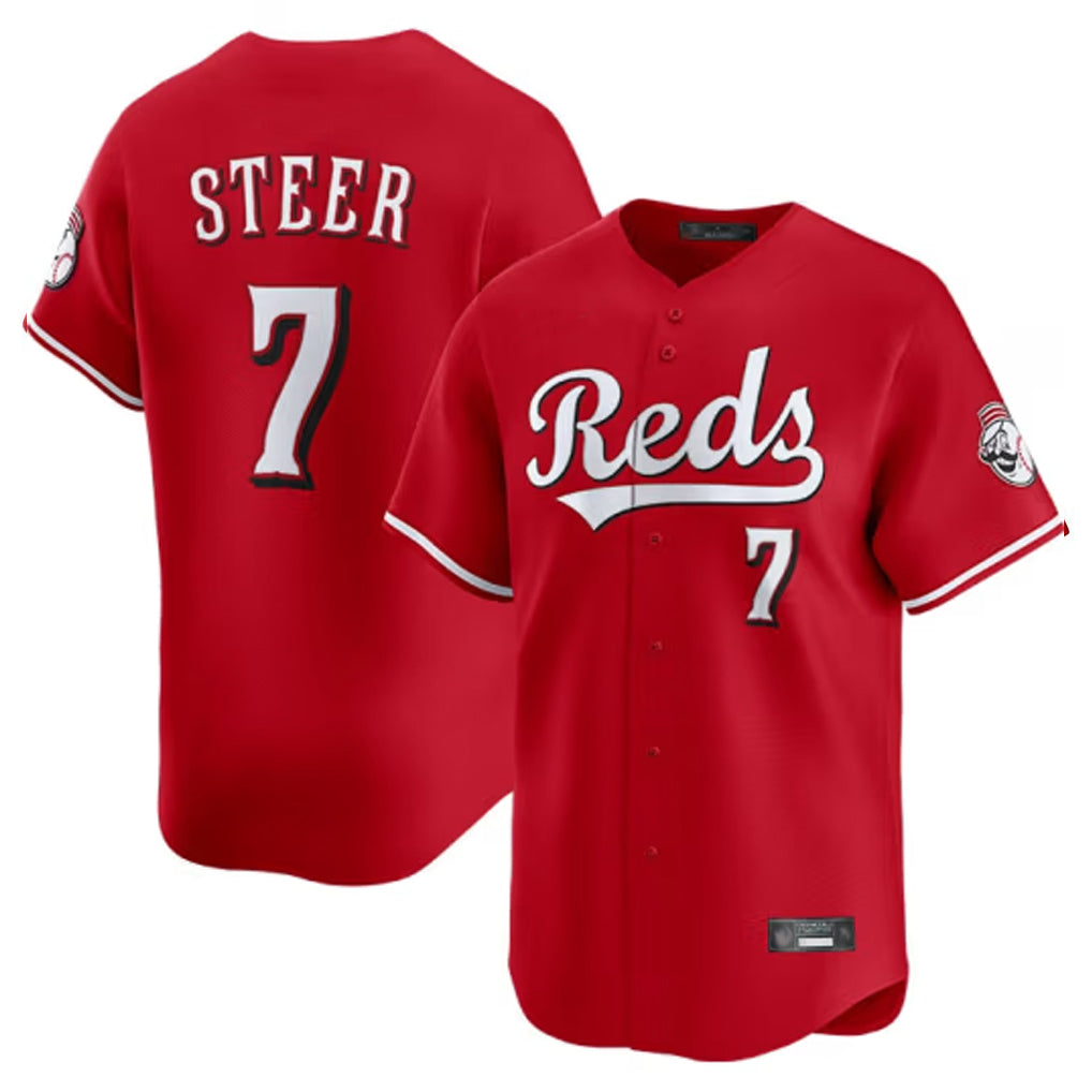 Punc C.Reds #7 Spencer Steer Player Red Home Limited Stitched Jerseys