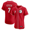Punc C.Reds #7 Spencer Steer Player Red Limited Elite Home Game Stitched Jerseys