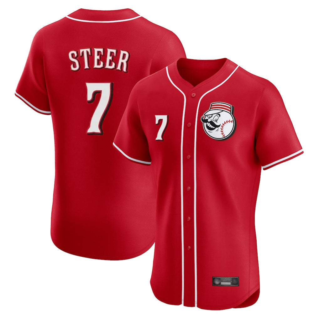 Punc C.Reds #7 Spencer Steer Player Red Limited Elite Home Game Stitched Jerseys