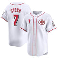 Punc C.Reds #7 Spencer Steer Player White Home Limited Stitched Jerseys