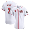 Punc C.Reds #7 Spencer Steer Player White Limited Elite Home Stitched Jerseys