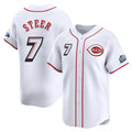 Punc C.Reds #7 Spencer Steer Player White Speedway Classic Home Limited Stitched Jerseys