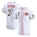 Punc C.Reds #7 Spencer Steer Player White Speedway Classic Limited Elite Home Stitched Jerseys
