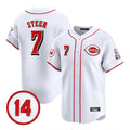 Punc C.Reds #7 Spencer Steer Player White Vapor Premier Limited Home Stitched Jerseys