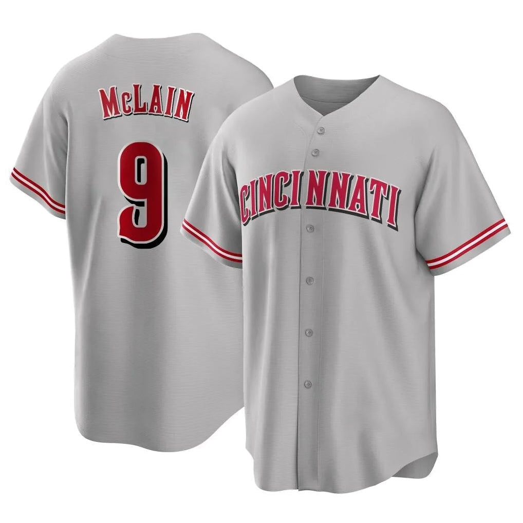 Punc C.Reds #9 Matt McLain Player Gray Home Game Stitched Jerseys