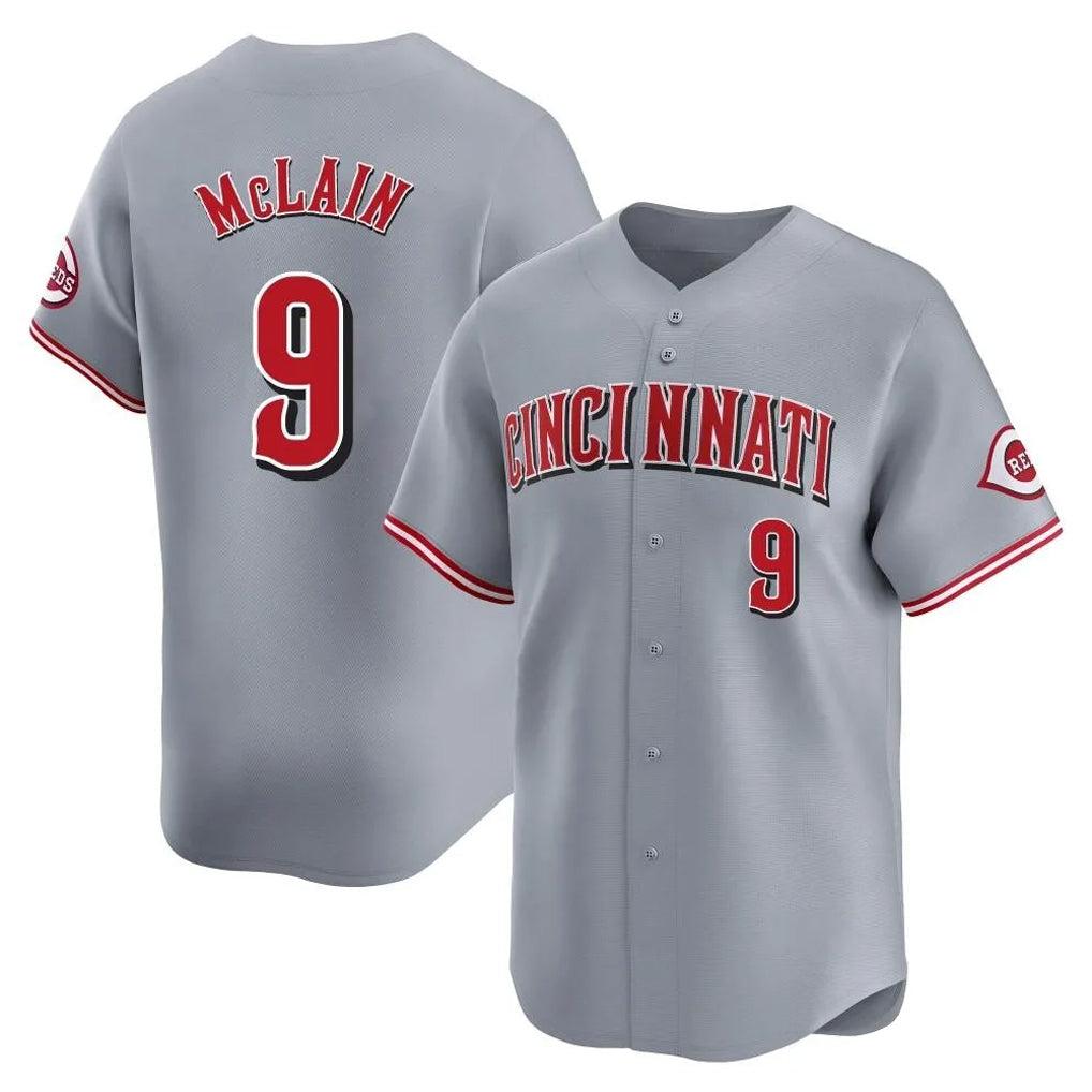 Punc C.Reds #9 Matt McLain Player Gray Home Limited Stitched Jerseys