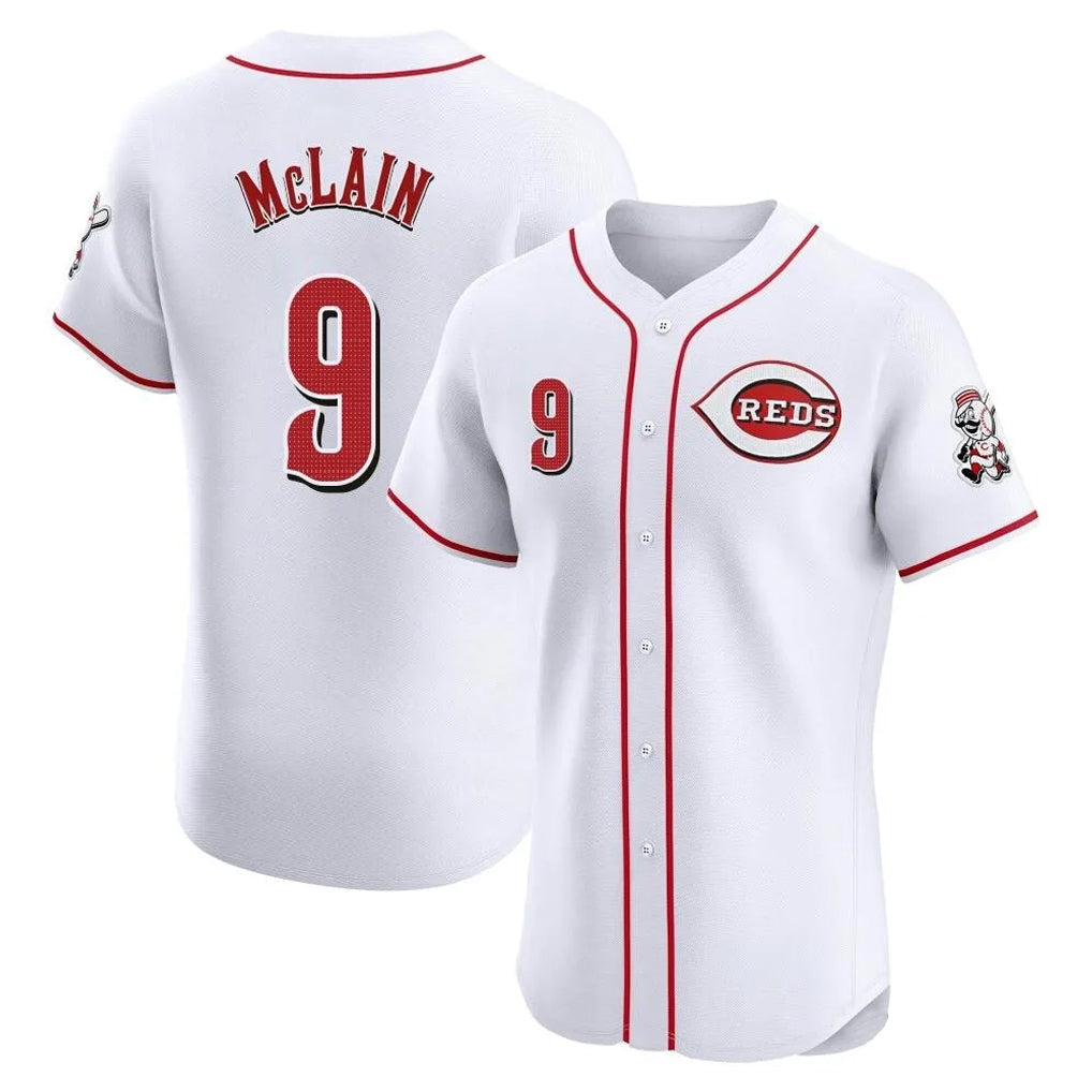 Punc C.Reds #9 Matt McLain Player White Limited Elite Home Stitched Jerseys