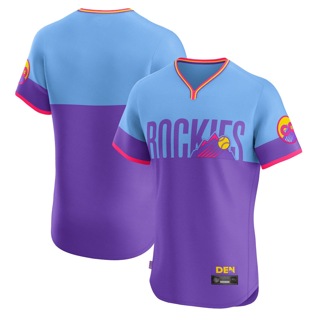 Punc C.Rockies Purple-Light Blue City Connect Limited Elite Home T-shirt Blank Player Stitched Jerseys