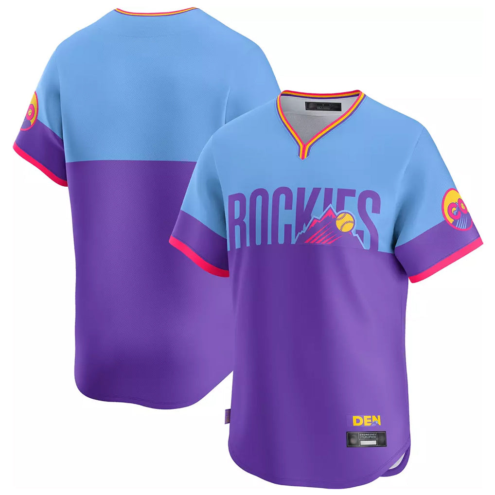 Punc C.Rockies Purple-Light Blue City Connect Limited Home T-shirt Blank Player Stitched Jerseys