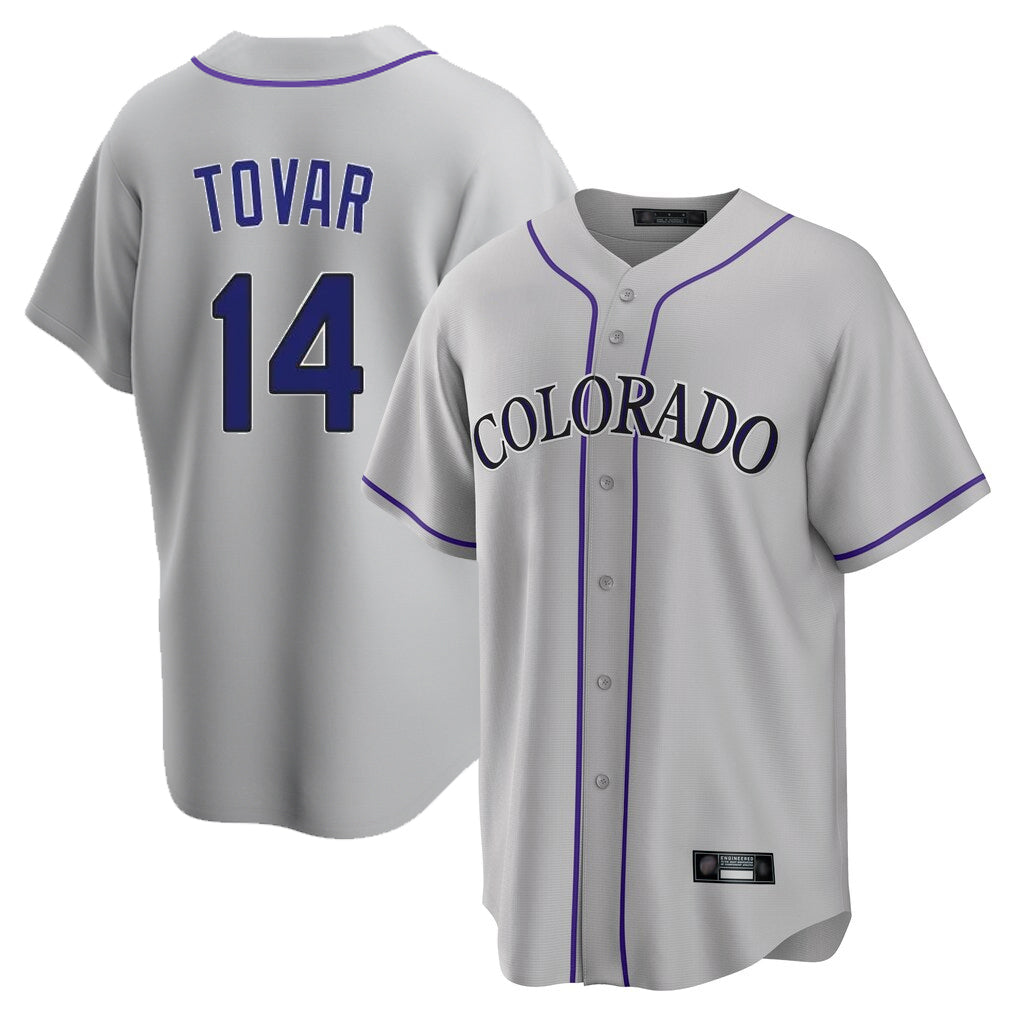 Punc C.Rockies #14 Ezequiel Tovar Player Gray Game Home Stitched Jerseys