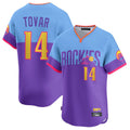 Punc C.Rockies #14 Ezequiel Tovar Player Purple-Light Blue City Connect Limited Home T-shirt Stitched Jerseys