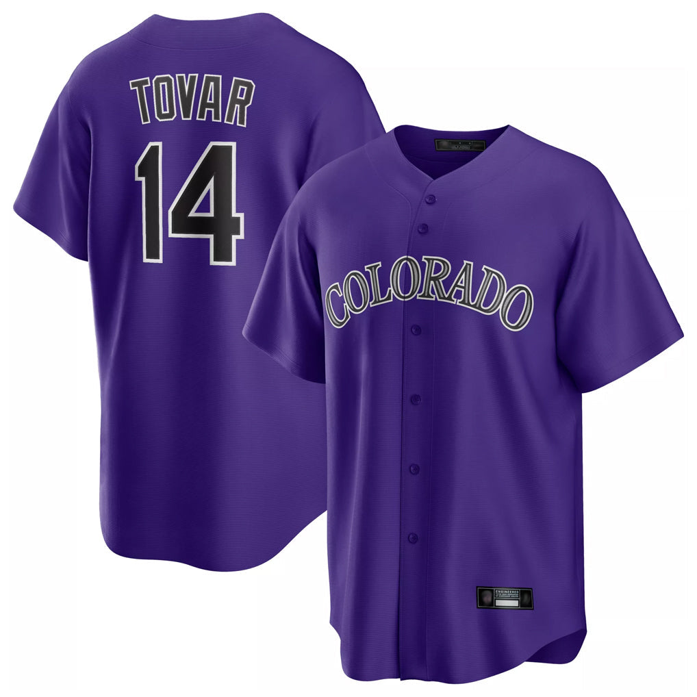 Punc C.Rockies #14 Ezequiel Tovar Player Purple Game Home Stitched Jerseys