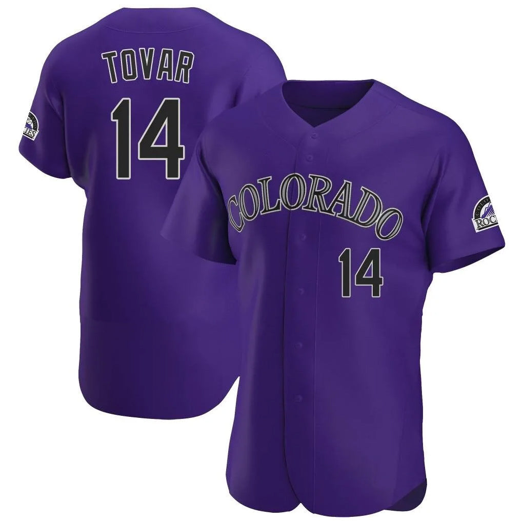 Punc C.Rockies #14 Ezequiel Tovar Player Purple Limited Elite Home Stitched Jerseys