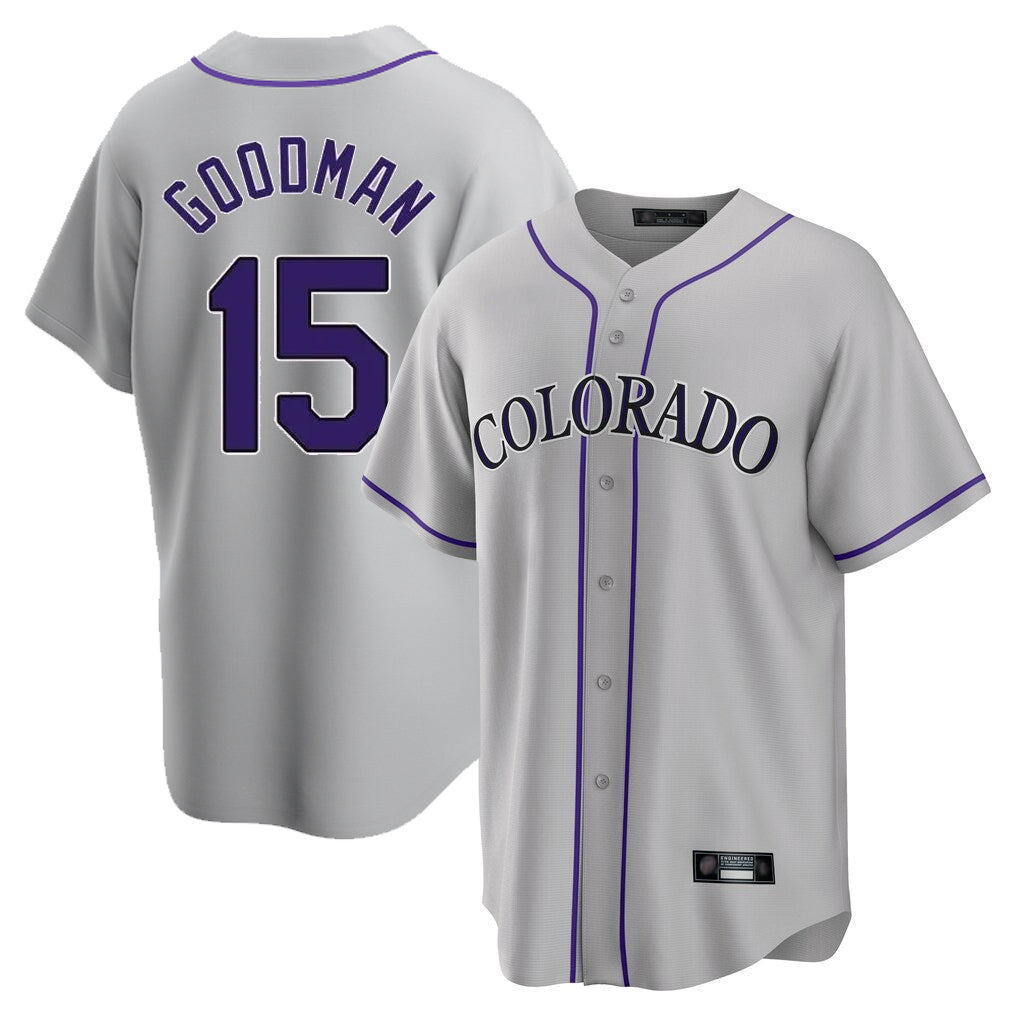 Punc C.Rockies #15 Hunter Goodman Player Gray Game Home Stitched Jerseys
