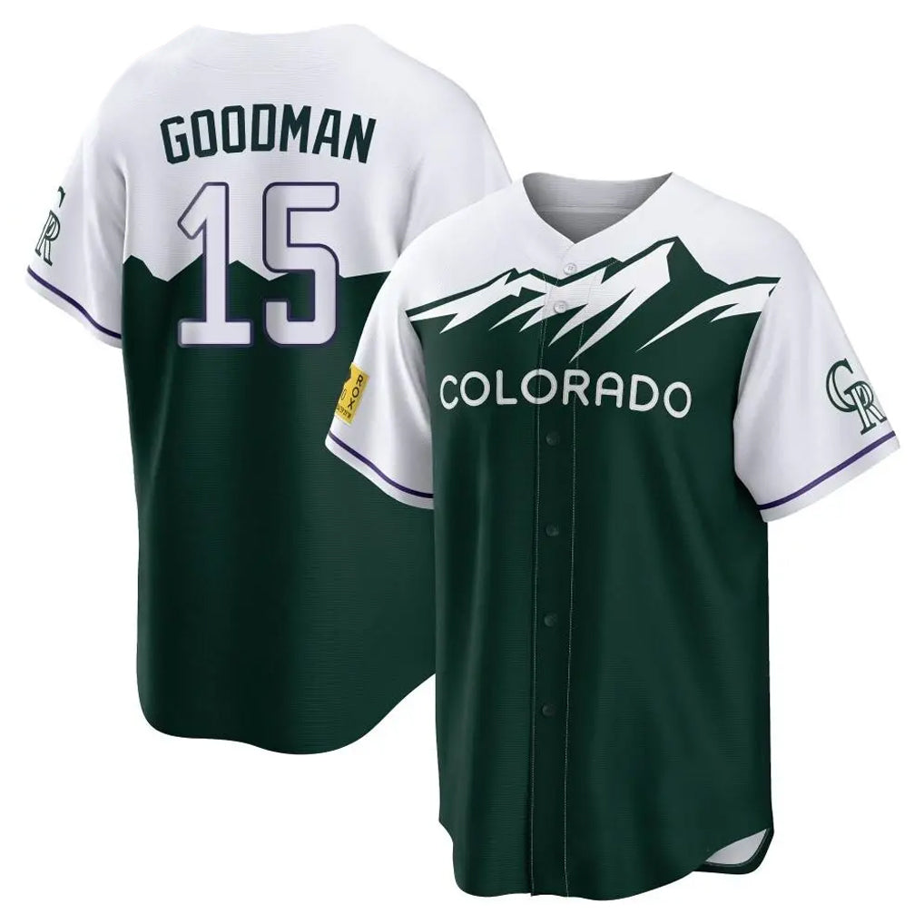 Punc C.Rockies #15 Hunter Goodman Player Green City Connect Home Game Stitched Jerseys