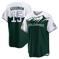 Punc C.Rockies #15 Hunter Goodman Player Green City Connect Home Game Stitched Jerseys