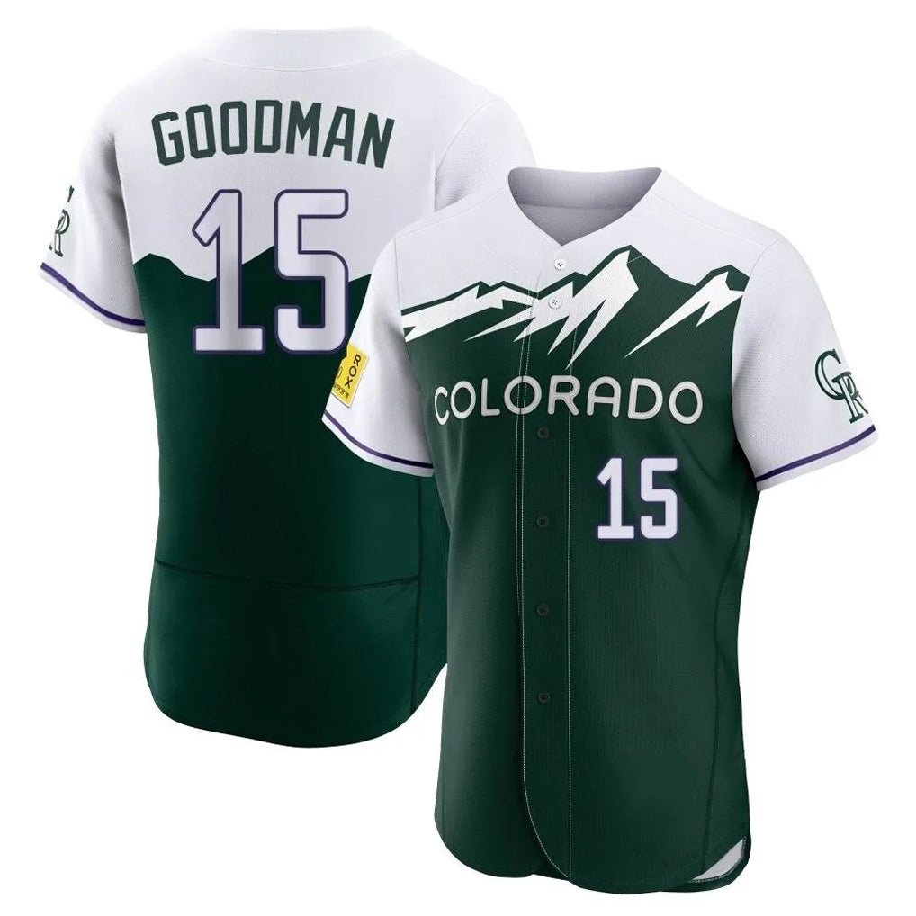 Punc C.Rockies #15 Hunter Goodman Player Green City Connect Limited Elite Home Stitched Jerseys