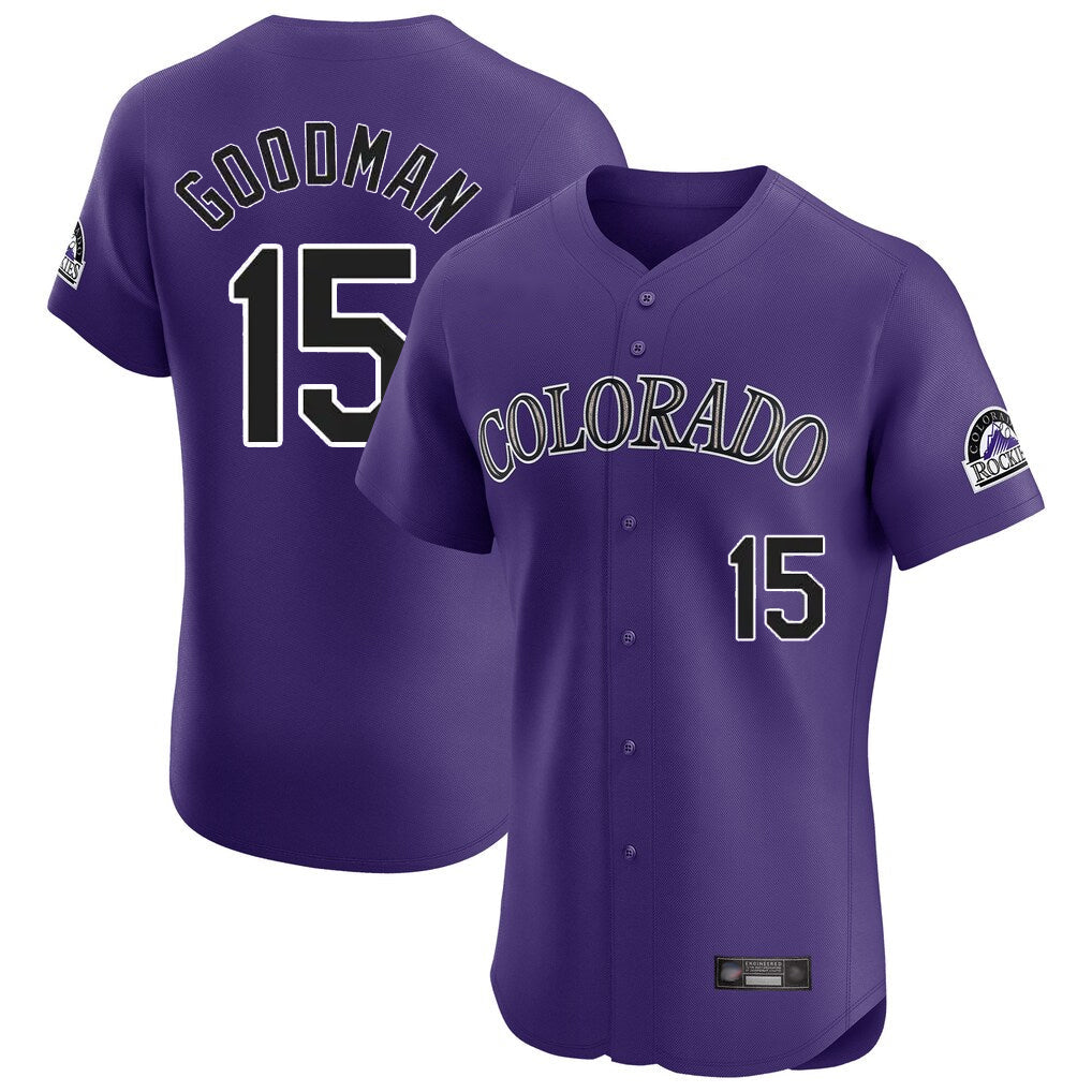 Punc C.Rockies #15 Hunter Goodman Player Purple Limited Elite Home Stitched Jerseys