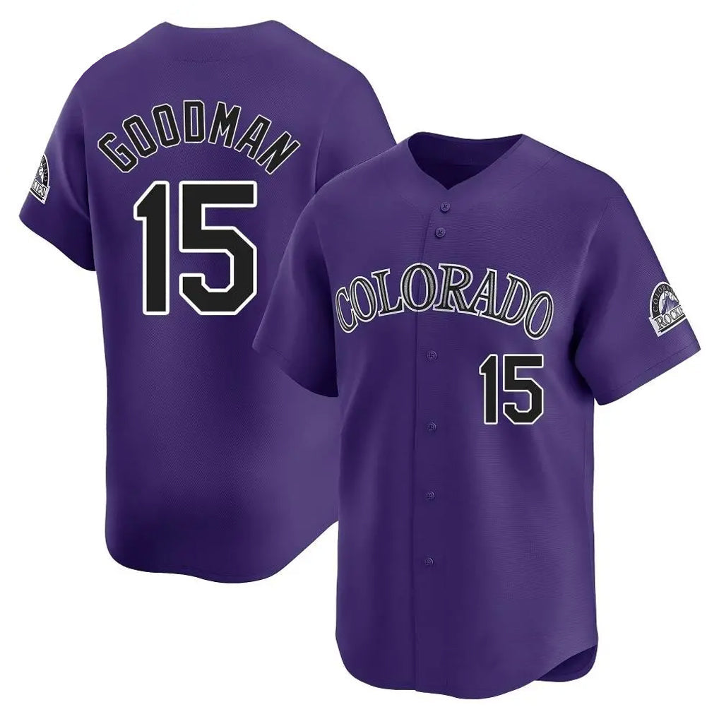 Punc C.Rockies #15 Hunter Goodman Player Purple Limited Home Stitched Jerseys