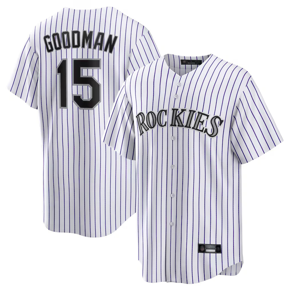 Punc C.Rockies #15 Hunter Goodman Player White Game Home Stitched Jerseys