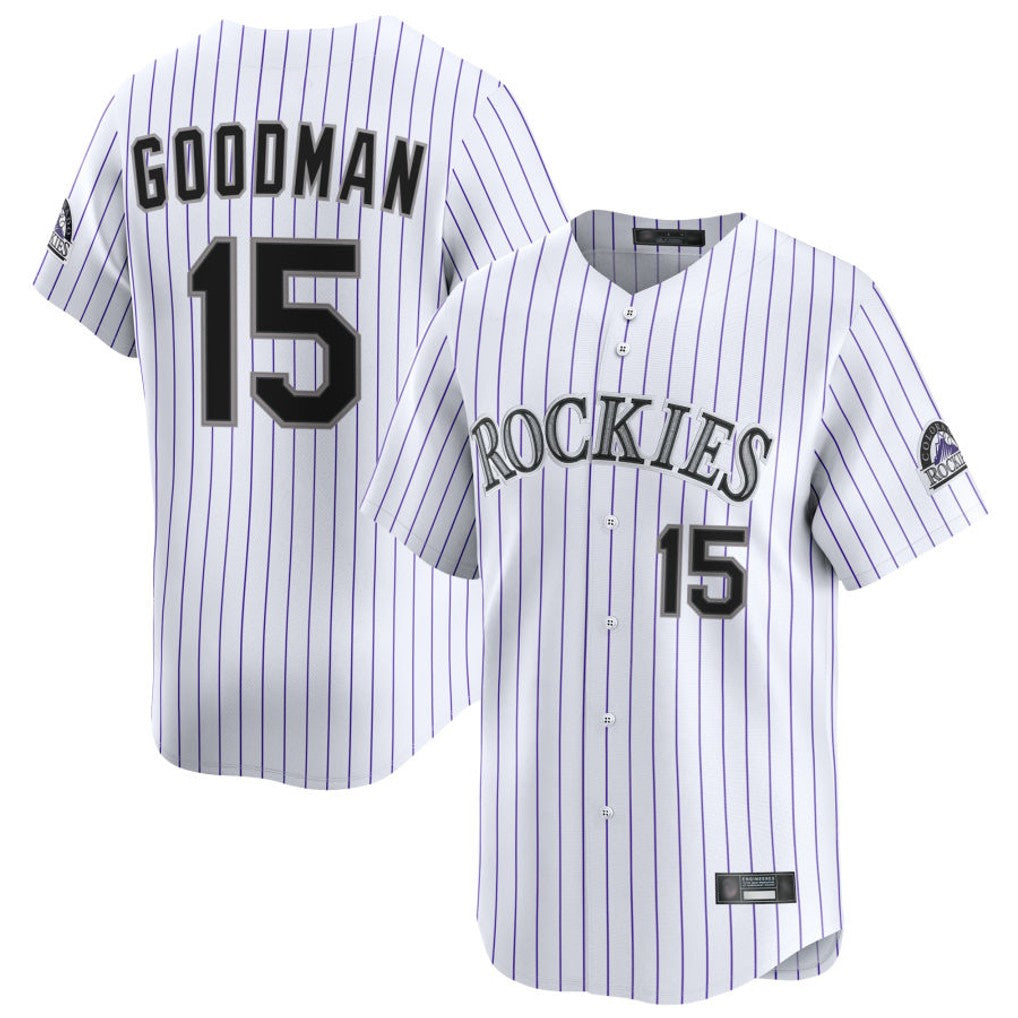 Punc C.Rockies #15 Hunter Goodman Player White Limited Home Stitched Jerseys